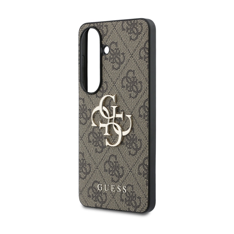 Guess PU 4G Metal Logo Zadní Kryt pro Samsung Galaxy S26+ Brown