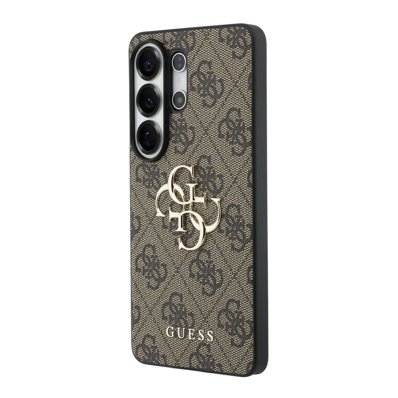 Guess PU 4G Metal Logo Zadní Kryt pro Samsung Galaxy S26 Ultra Brown