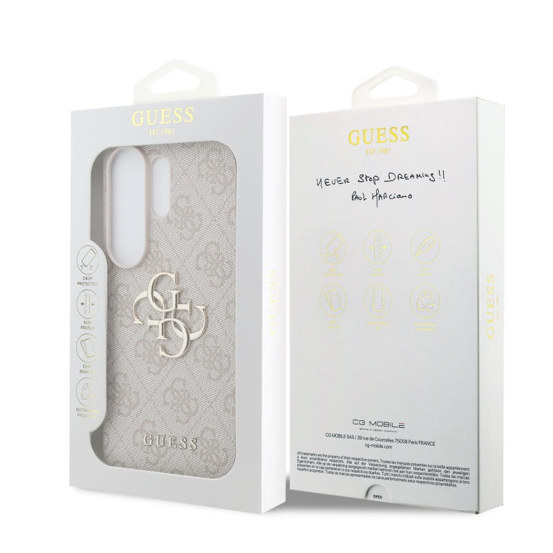 Guess PU 4G Metal Logo Zadní Kryt pro Samsung Galaxy S26 Ultra Pink