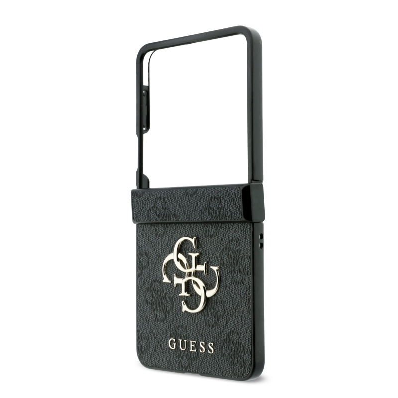 Guess PU 4G Metal Logo Zadní Kryt pro Samsung Galaxy Z Flip 8 Grey