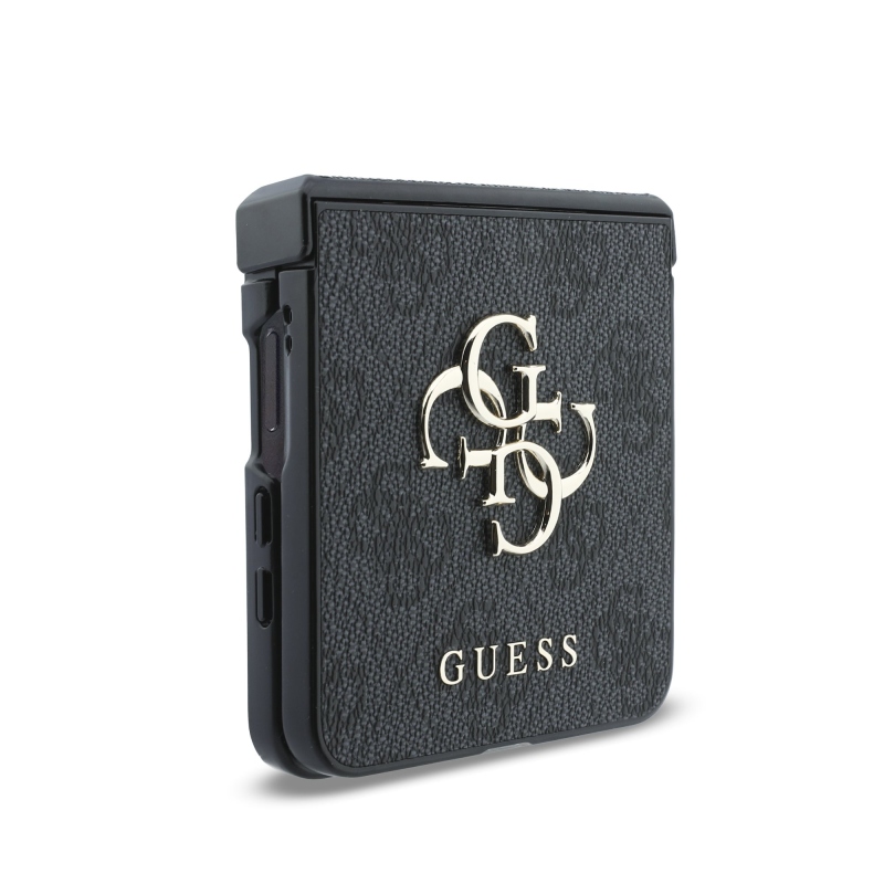 Guess PU 4G Metal Logo Zadní Kryt pro Samsung Galaxy Z Flip 8 Grey
