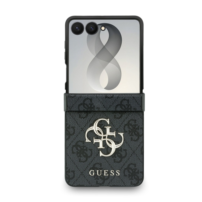 Guess PU 4G Metal Logo Zadní Kryt pro Samsung Galaxy Z Flip 8 Grey
