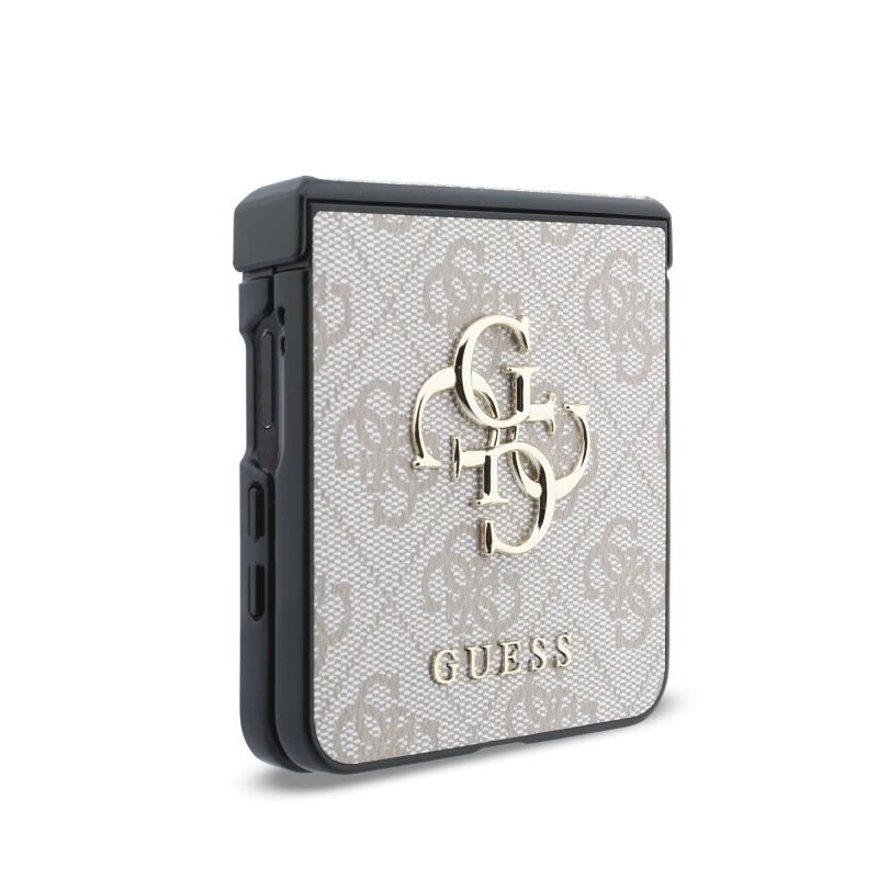Guess PU 4G Metal Logo Zadní Kryt pro Samsung Galaxy Z Flip 8 Pink