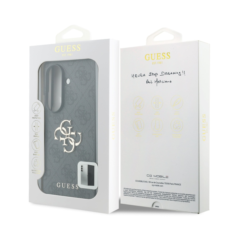 Guess PU 4G Metal Logo Zadní Kryt pro Samsung Galaxy Z Fold 8 Ultra Grey