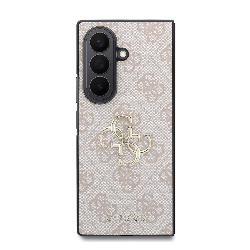 Guess PU 4G Metal Logo Zadní Kryt pro Samsung Galaxy Z Fold 8 Ultra Pink