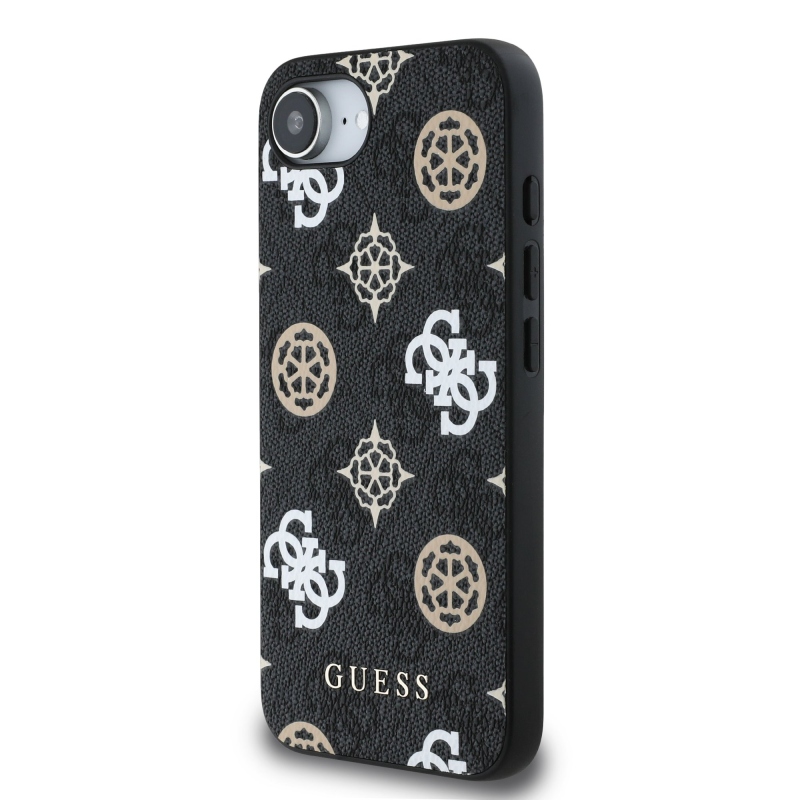 Guess PU 4G Peony MagSafe Zadní Kryt pro iPhone 16e/17e Black