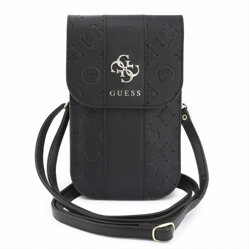 Guess PU 4G Peony Stripe Metal Logo Taška na Telefon Black