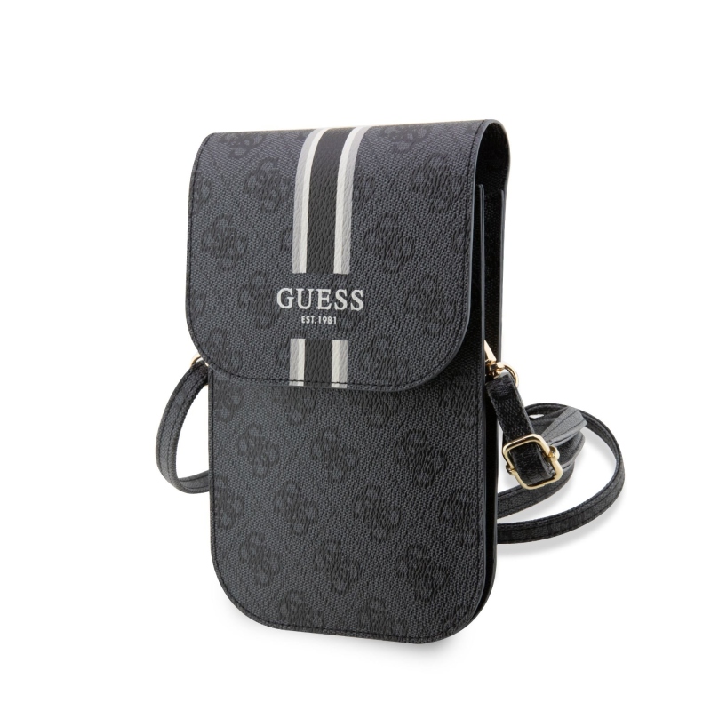Guess PU 4G Printed Stripes Phone Bag Black
