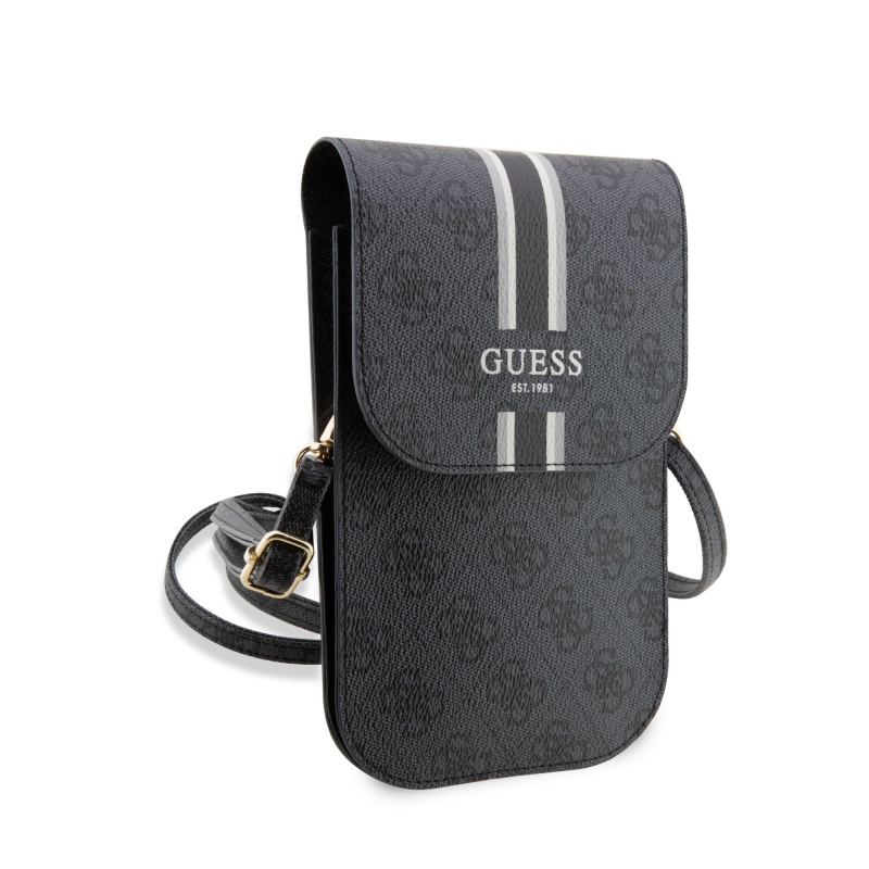 Guess PU 4G Printed Stripes Phone Bag Black