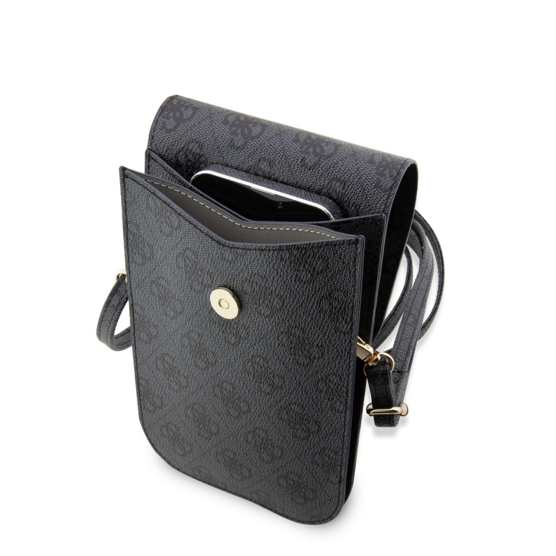 Guess PU 4G Printed Stripes Phone Bag Black