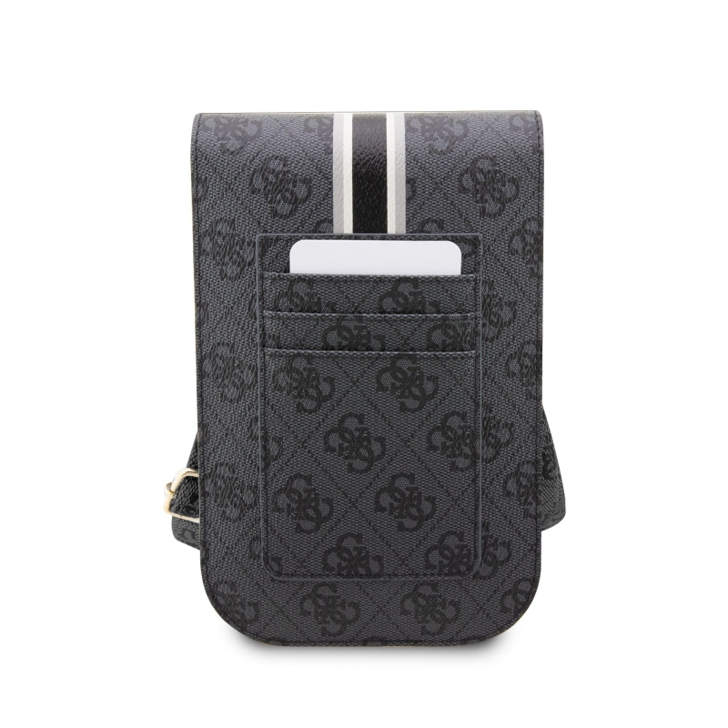 Guess PU 4G Printed Stripes Phone Bag Black