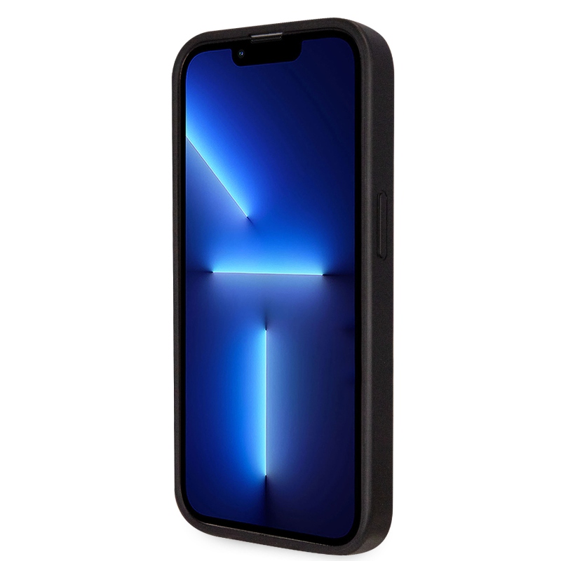 Guess PU 4G Strass Triangle Metal Logo Zadní Kryt + Crossbody Popruh pro iPhone 15 Pro Max Black