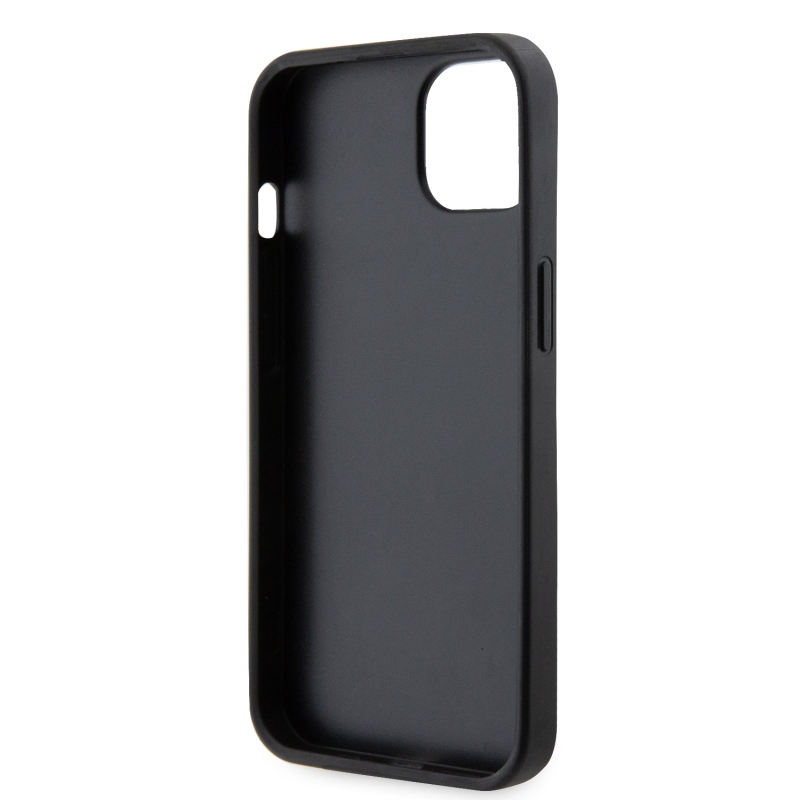 Guess PU 4G Strass Triangle Metal Logo Zadní Kryt pro iPhone 15 Black