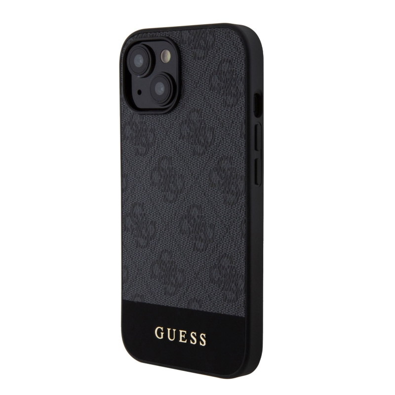Guess PU 4G Stripe MagSafe Zadní Kryt pro iPhone 15 Black