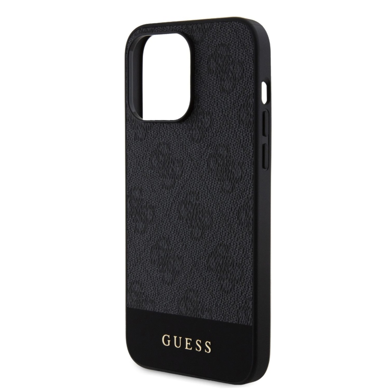 Guess PU 4G Stripe MagSafe Zadní Kryt pro iPhone 15 Pro Black