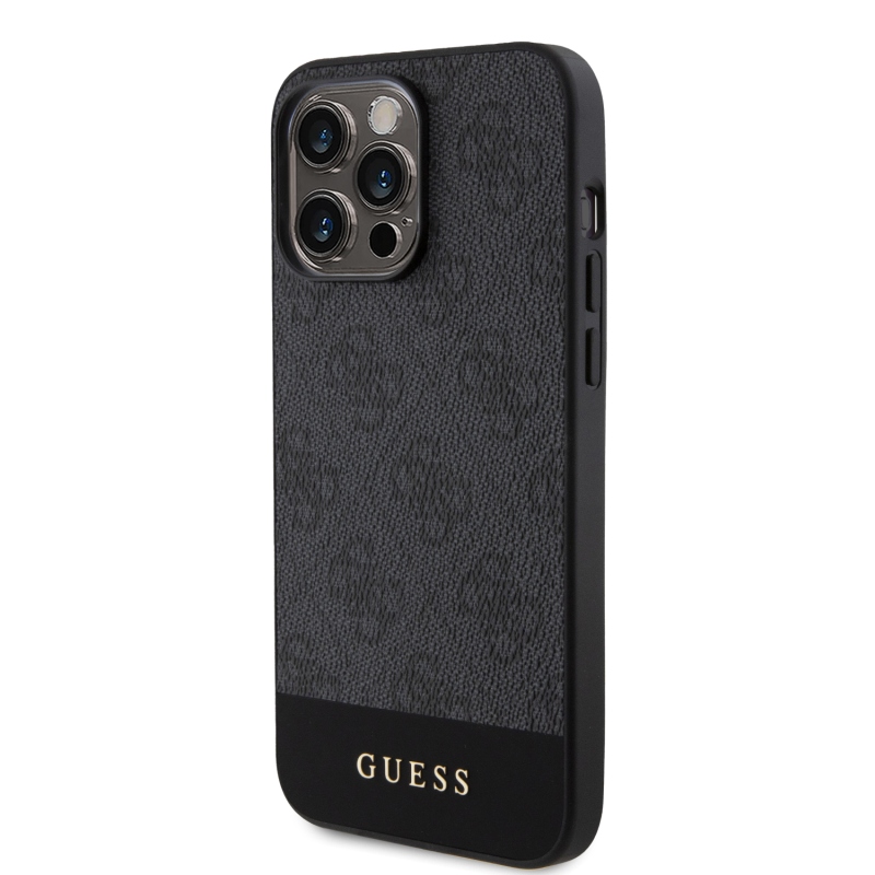 Guess PU 4G Stripe MagSafe Zadní Kryt pro iPhone 15 Pro Max Black