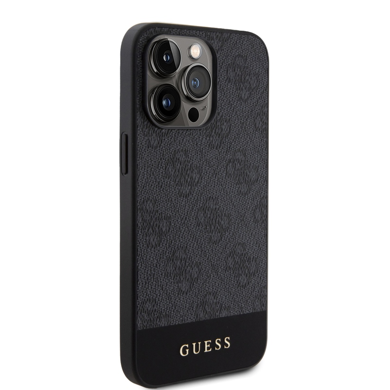 Guess PU 4G Stripe MagSafe Zadní Kryt pro iPhone 15 Pro Max Black