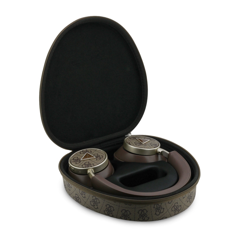 Guess PU 4G Triangle Logo ENC Bezdrátová Sluchátka Brown