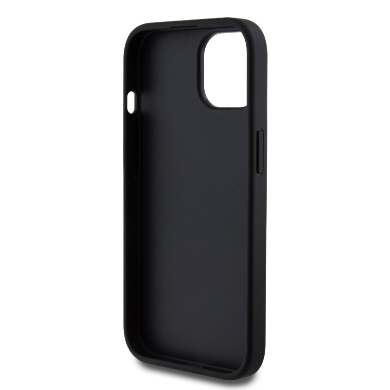 Guess PU Fixed Glitter 4G Metal Logo Zadní Kryt pro iPhone 13 Black