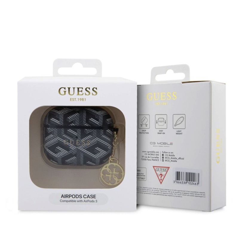 Guess PU G Cube Charm Pouzdro pro AirPods 3 Black