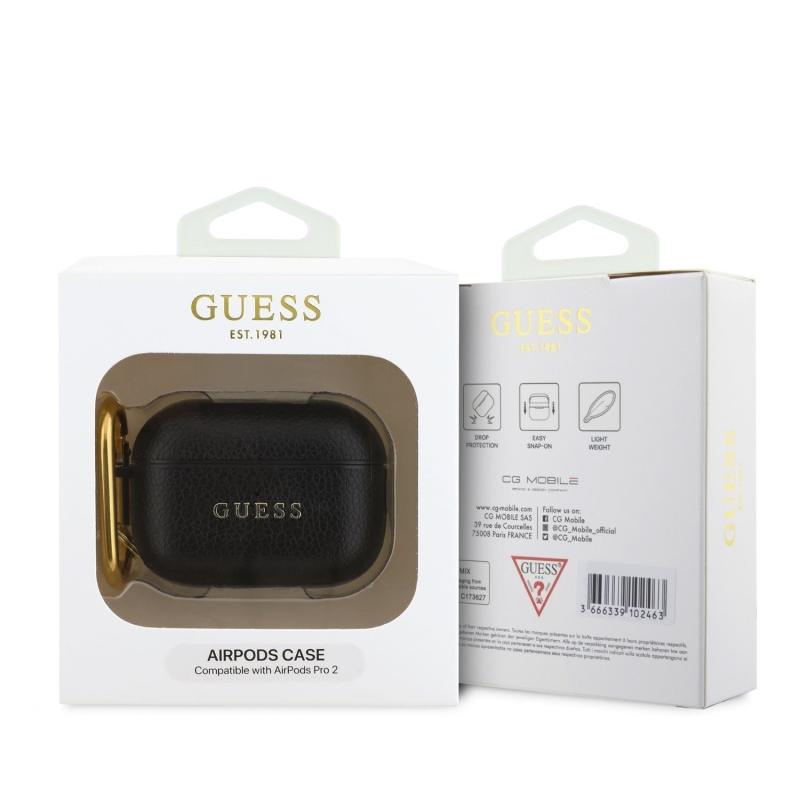 Guess PU Grained Classic Logo Pouzdro pro AirPods Pro 2 Black