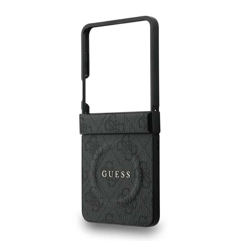 Guess PU Leather 4G Colored Ring Magnetic Zadní Kryt pro Samsung Galaxy Z Flip 7 Black