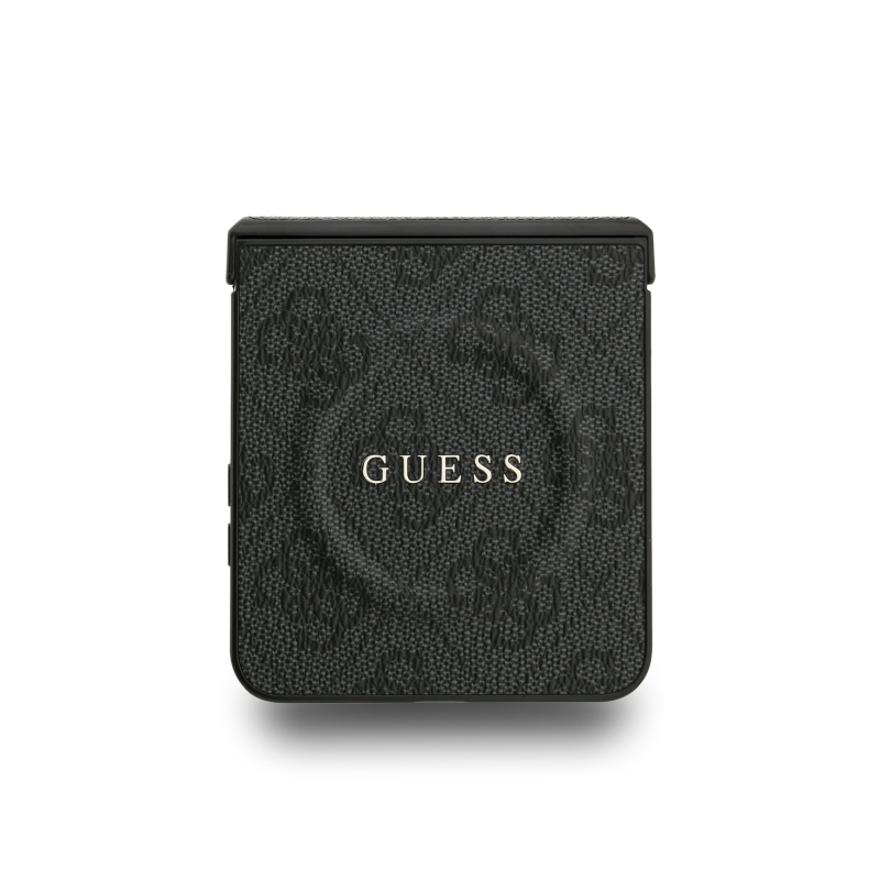 Guess PU Leather 4G Colored Ring Magnetic Zadní Kryt pro Samsung Galaxy Z Flip 7 Black