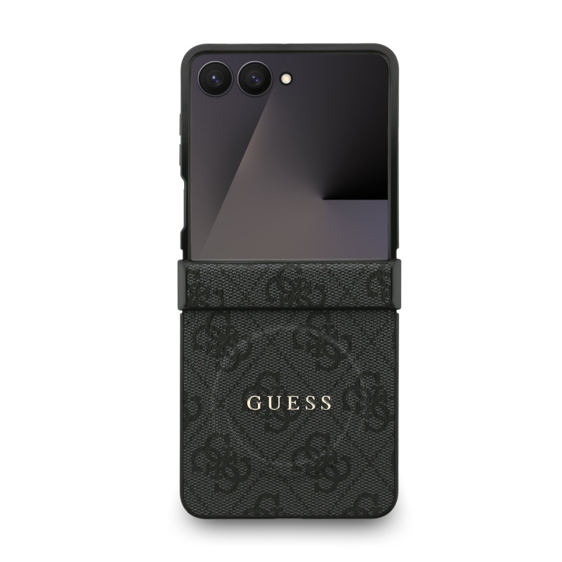 Guess PU Leather 4G Colored Ring Magnetic Zadní Kryt pro Samsung Galaxy Z Flip 7 Black
