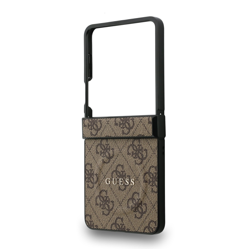 Guess PU Leather 4G Colored Ring Magnetic Zadní Kryt pro Samsung Galaxy Z Flip 7 Brown