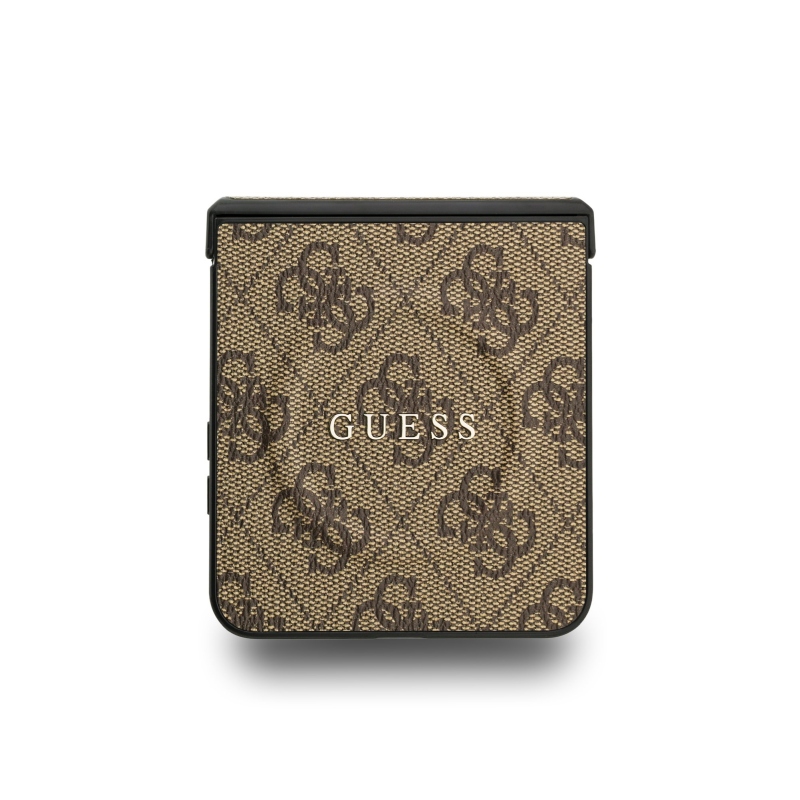 Guess PU Leather 4G Colored Ring Magnetic Zadní Kryt pro Samsung Galaxy Z Flip 7 Brown