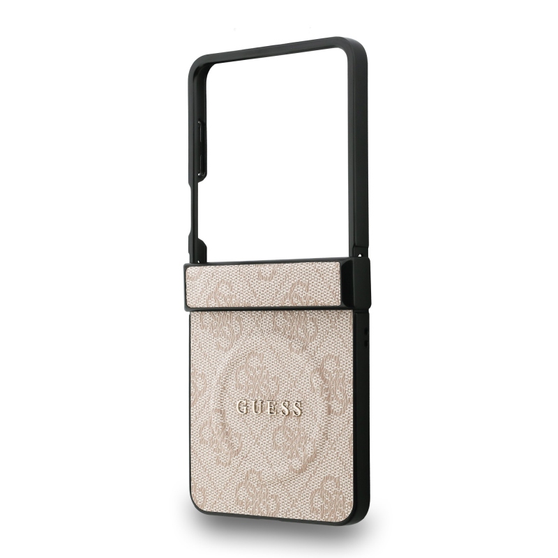 Guess PU Leather 4G Colored Ring Magnetic Zadní Kryt pro Samsung Galaxy Z Flip 7 Pink
