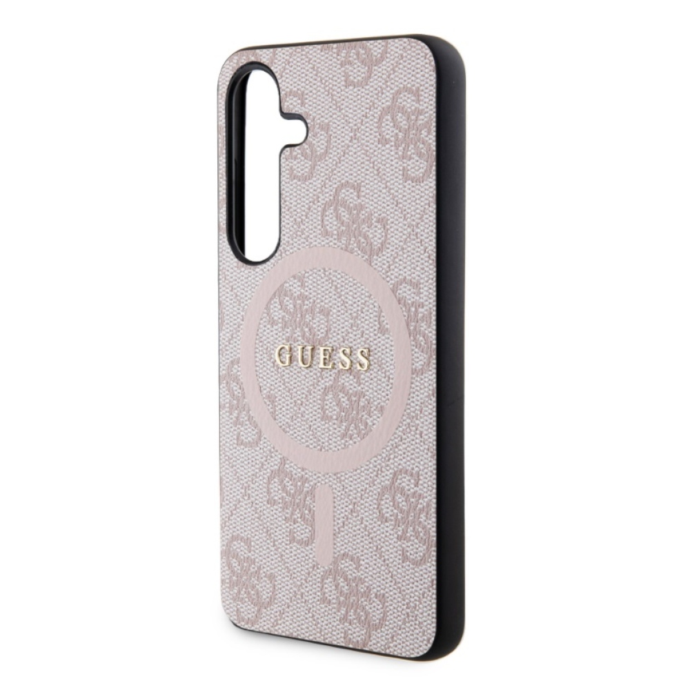 Guess PU Leather 4G Colored Ring MagSafe Zadní Kryt pro Samsung Galaxy S24 Pink