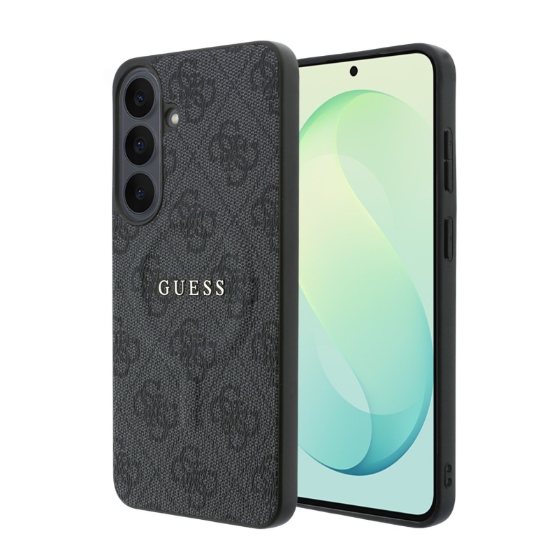 Guess PU Leather 4G Gold Frame Magnetic Zadní Kryt pro Samsung Galaxy S26 FE Black