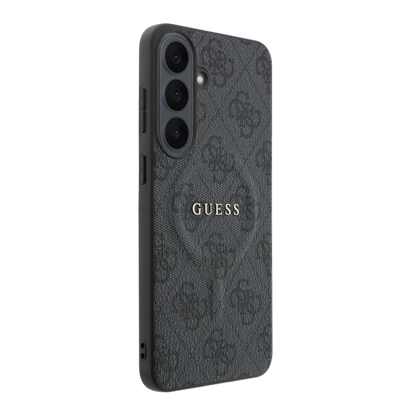 Guess PU Leather 4G Gold Frame Magnetic Zadní Kryt pro Samsung Galaxy S26 FE Black
