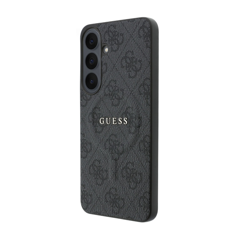Guess PU Leather 4G Gold Frame Magnetic Zadní Kryt pro Samsung Galaxy S26 FE Black