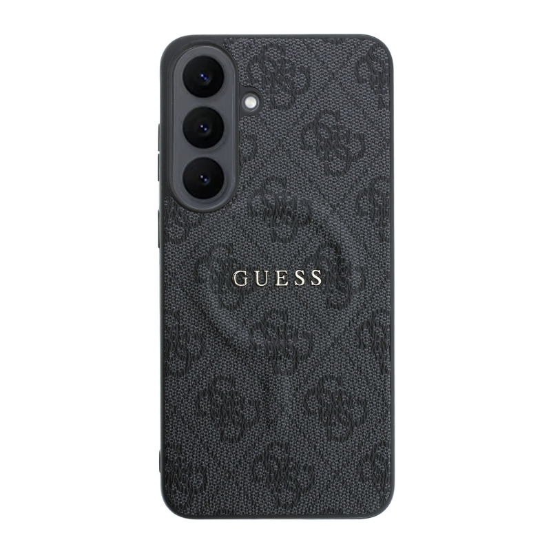 Guess PU Leather 4G Gold Frame Magnetic Zadní Kryt pro Samsung Galaxy S26 FE Black