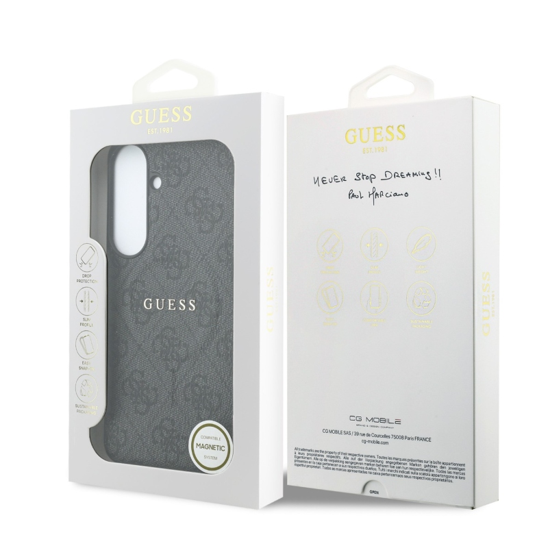 Guess PU Leather 4G Gold Frame Magnetic Zadní Kryt pro Samsung Galaxy S26 FE Black