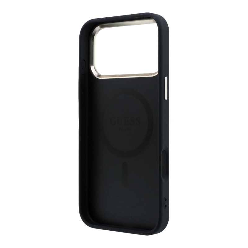 Guess PU Leather 4G Gold Frame MagSafe Zadní Kryt pro iPhone 18 Pro Black
