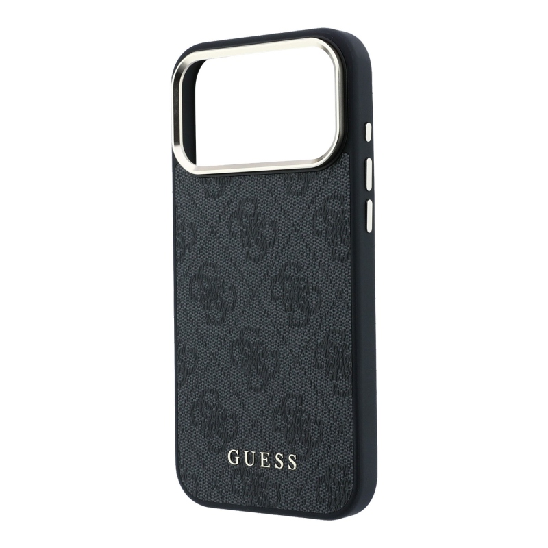 Guess PU Leather 4G Gold Frame MagSafe Zadní Kryt pro iPhone 18 Pro Black