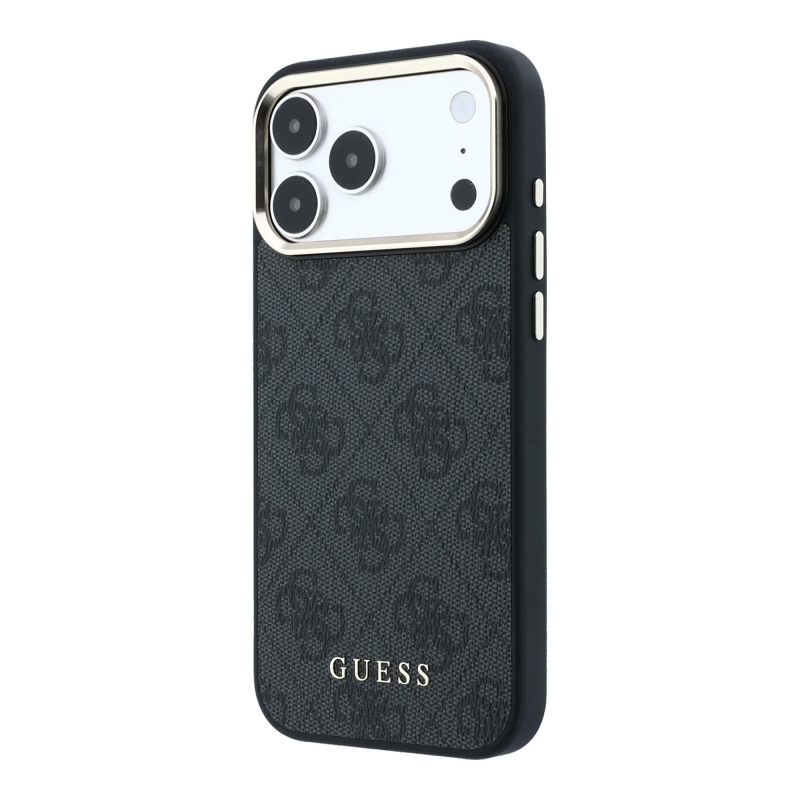 Guess PU Leather 4G Gold Frame MagSafe Zadní Kryt pro iPhone 18 Pro Black
