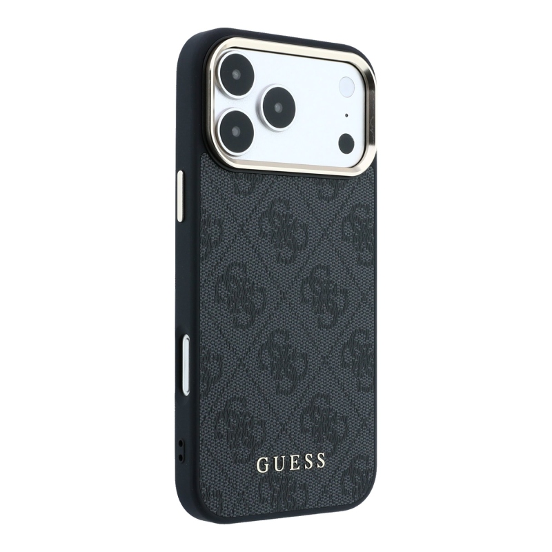 Guess PU Leather 4G Gold Frame MagSafe Zadní Kryt pro iPhone 18 Pro Black