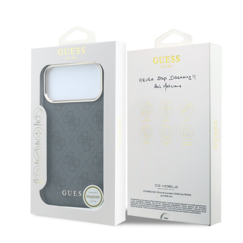 Guess PU Leather 4G Gold Frame MagSafe Zadní Kryt pro iPhone 18 Pro Max Black
