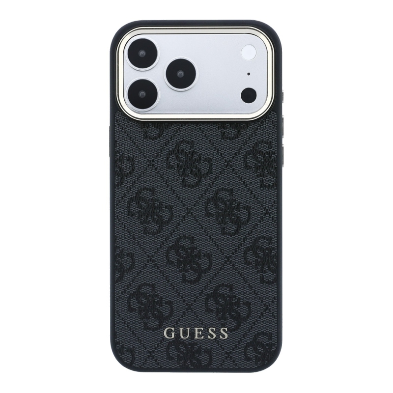Guess PU Leather 4G Gold Frame MagSafe Zadní Kryt pro iPhone 18 Pro Max Black