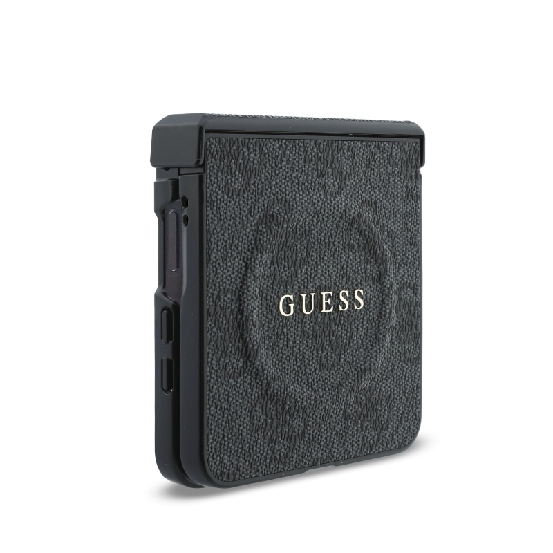 Guess PU Leather 4G Magnetic Zadní Kryt pro Samsung Galaxy Z Flip 8 Black