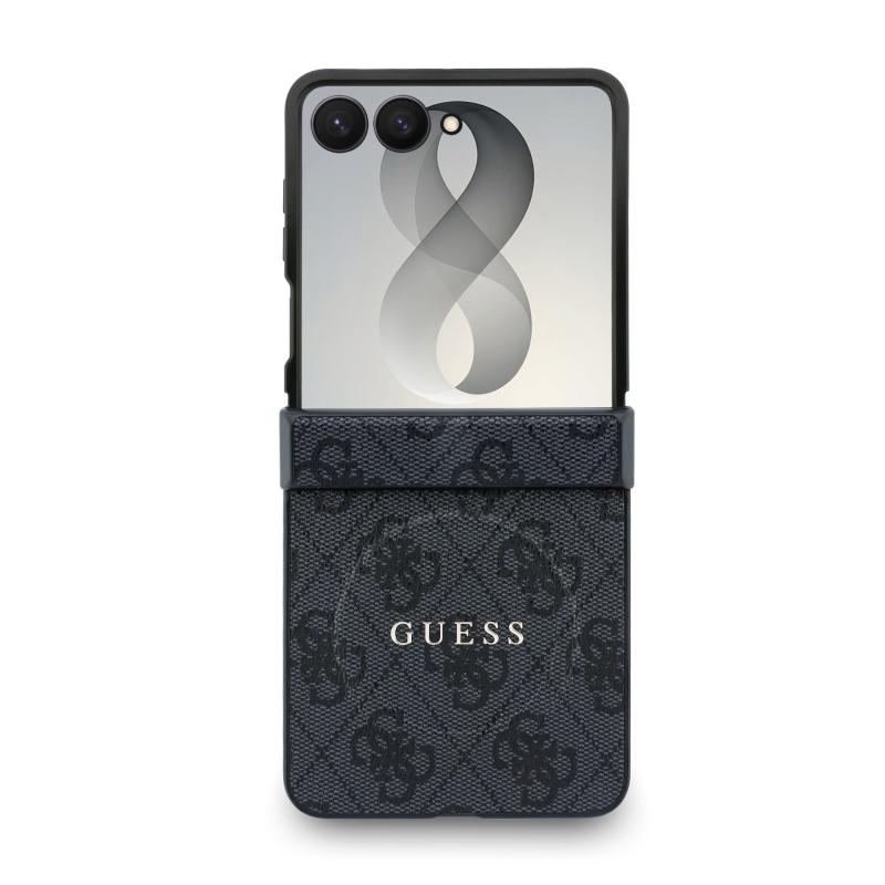 Guess PU Leather 4G Magnetic Zadní Kryt pro Samsung Galaxy Z Flip 8 Black