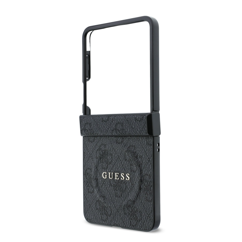 Guess PU Leather 4G Magnetic Zadní Kryt pro Samsung Galaxy Z Flip 8 Black