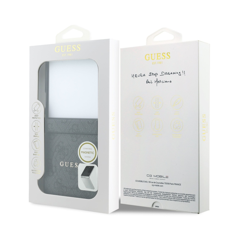 Guess PU Leather 4G Magnetic Zadní Kryt pro Samsung Galaxy Z Flip 8 Black