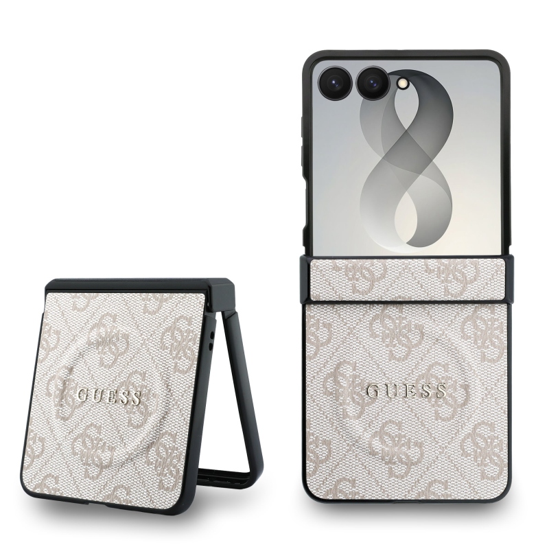 Guess PU Leather 4G Magnetic Zadní Kryt pro Samsung Galaxy Z Flip 8 Pink