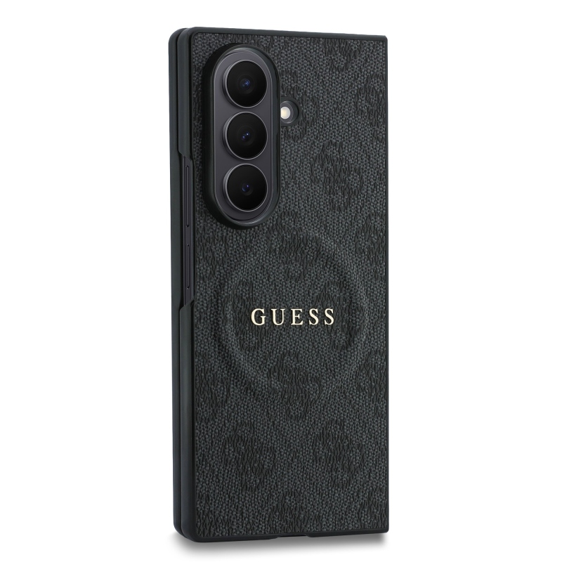 Guess PU Leather 4G Magnetic Zadní Kryt pro Samsung Galaxy Z Fold 8 Ultra Black