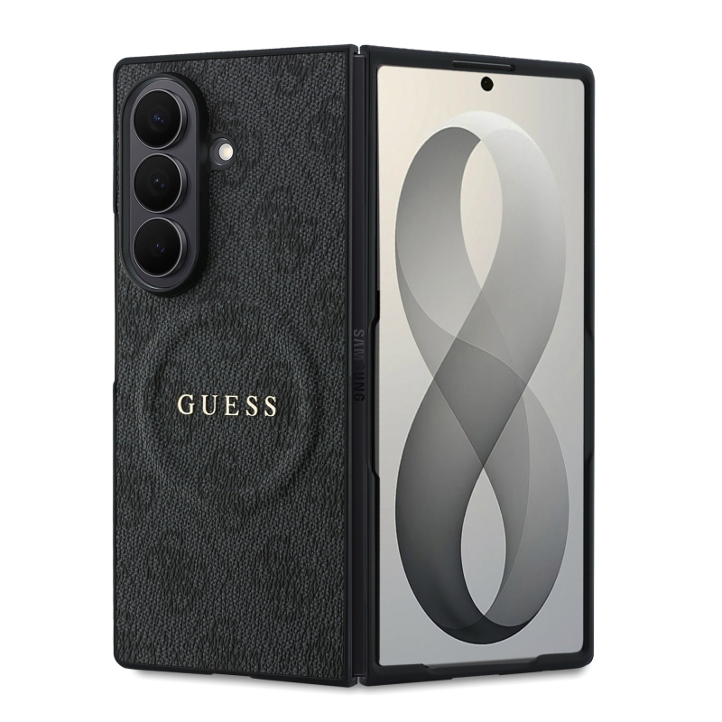 Guess PU Leather 4G Magnetic Zadní Kryt pro Samsung Galaxy Z Fold 8 Ultra Black